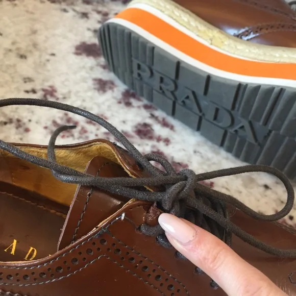 PRADA | Platform Jute Espadrilles Brogues Size 38 - Picture 12 of 16